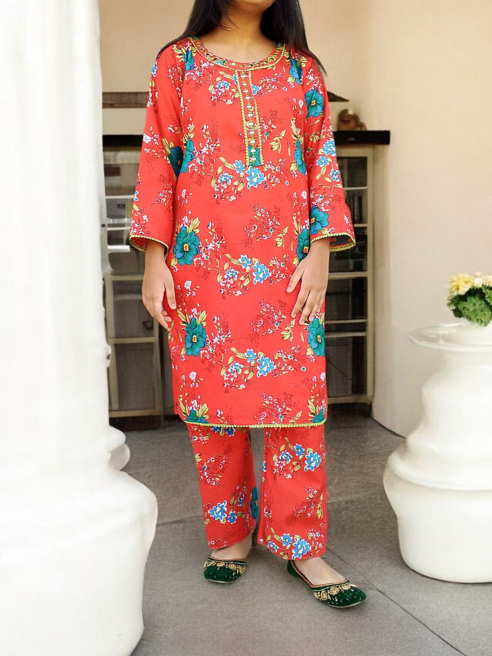 Graceful Cotton Stitched 2-Piece Dress with Mirror Work - Chic & Trendy 10