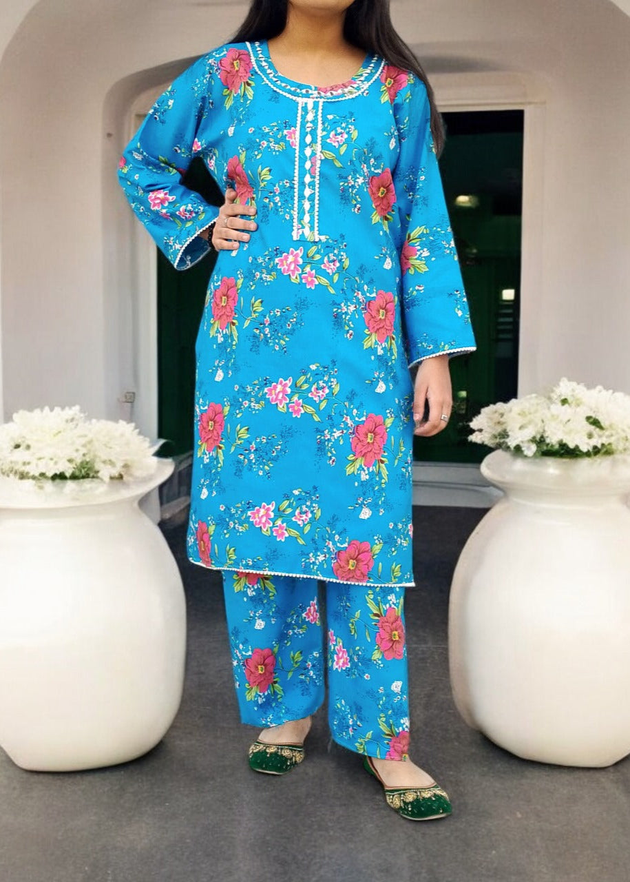 Graceful Cotton Stitched 2-Piece Dress with Mirror Work - Chic & Trendy
