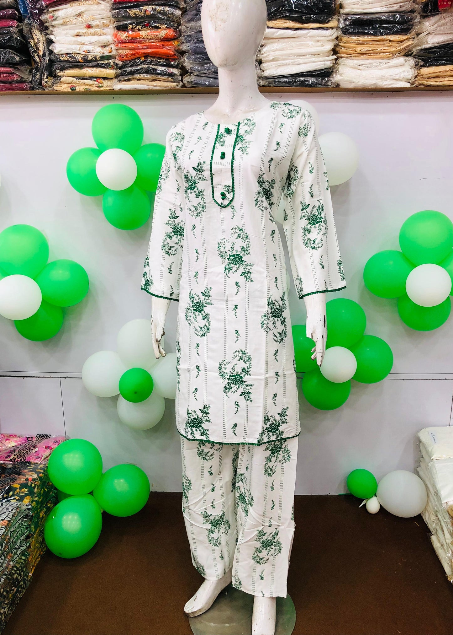 AZADI SALE SUMMER LINEN 2 PIECE. LONG LENGTH ( Kali Flower )