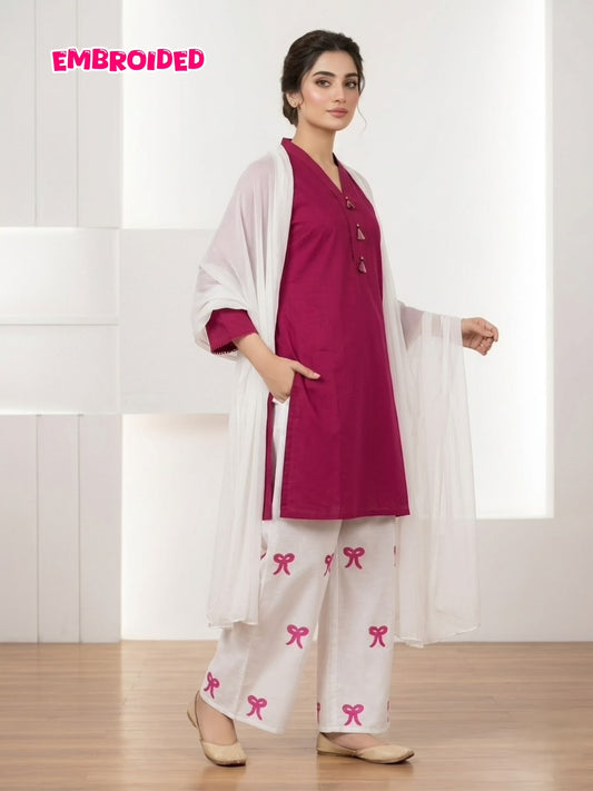 Lawn Cotton STICHED Embroidered 3-Piece Suit