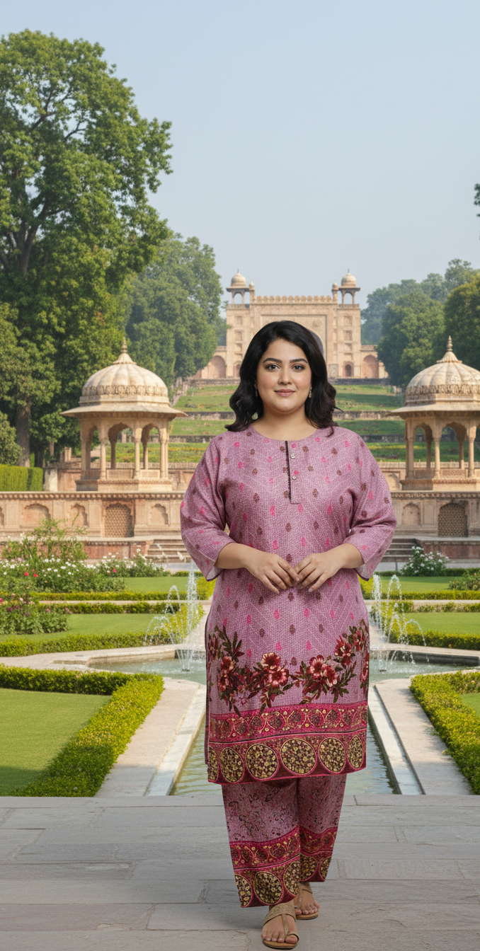 Sttiched Print Linen  2 piece Large