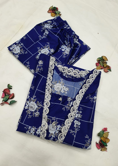 Cotton 2-Piece Stitched Set with Elegant Lace Detailing – Long Length Outfit (06)