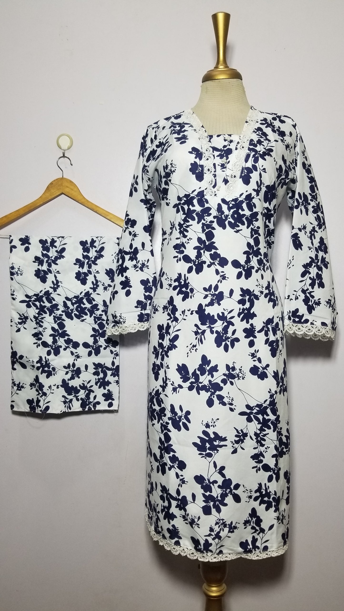 Cotton 2-Piece Stitched Set with Elegant Lace Detailing – Long Length Outfit (03)