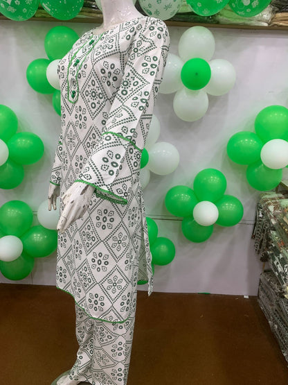 AZADI SALE SUMMER LINEN 2 PIECE. LONG LENGTH ( Chunri )