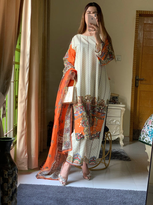 Zara Signature Premium Silky Lawn – Long-Length 3-Piece Set