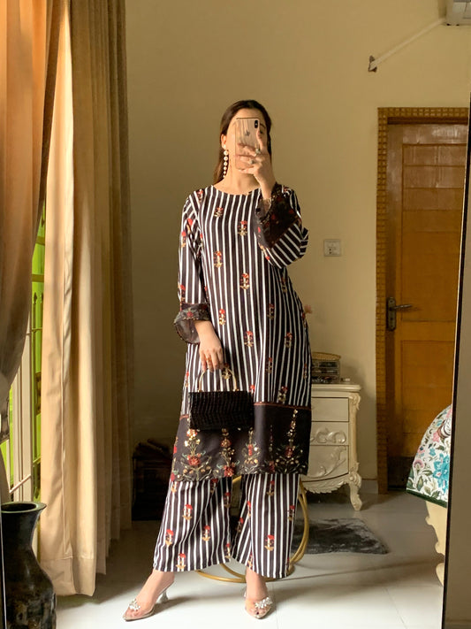 Samira Prestige Premium Long-Length Stitched 3-Piece Silky Lawn