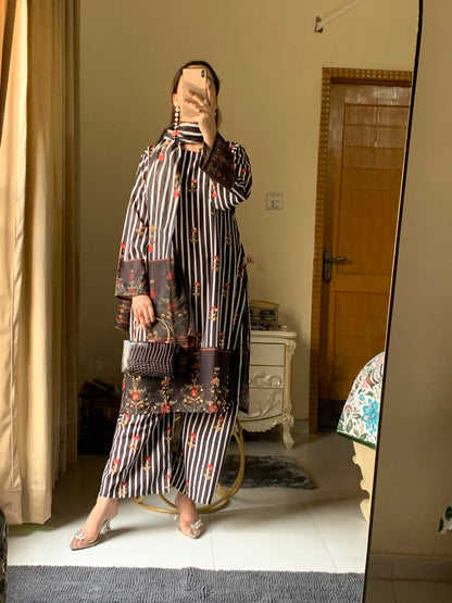 Samira Prestige Premium Long-Length Stitched 3-Piece Silky Lawn