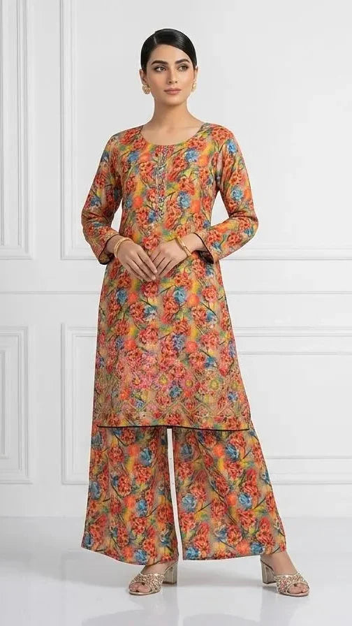 Lawn Women's 2PC Stitched Suit Printed AND Embroided