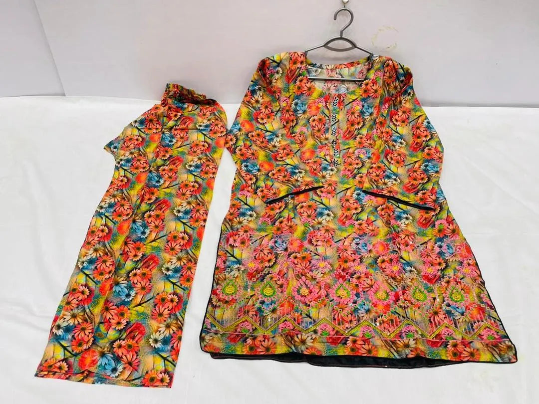Lawn Women's 2PC Stitched Suit Printed AND Embroided