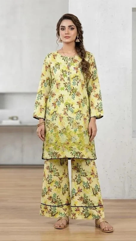 Lawn Women's 2PC Stitched Suit Printed and Embroided