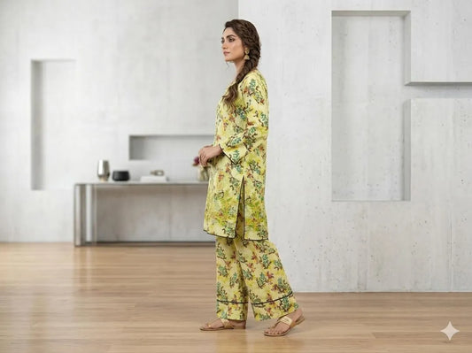 Lawn Women's 2PC Stitched Suit Printed and Embroided