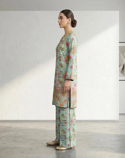 Multicolor Floral Lawn Kurta Pajama Set for Women