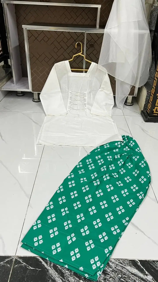 3 Pcs Women's Stitched Cotton Lawn Printed Suit with Fitingable back Straps