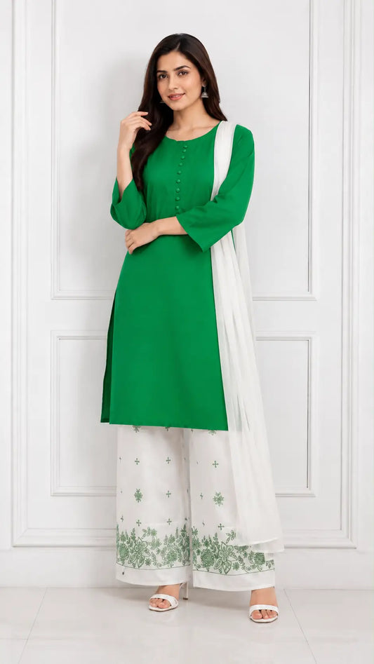3 Pcs Women's Stitched Cotton Embroidered Suit