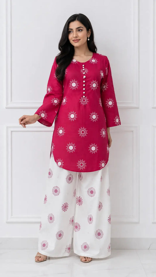 2 Pcs Women's Stitched Cotton Lawn Printed Co-Ord Set Sooraj Print 10 in stock