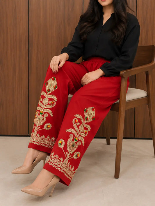 1Pc Women's Stitched Cotton Handmade Embroidered Trouser 10 in stock Loved by 6+