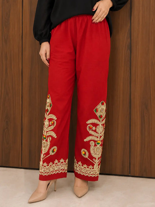 1Pc Women's Stitched Cotton Handmade Embroidered Trouser 10 in stock Loved by 6+