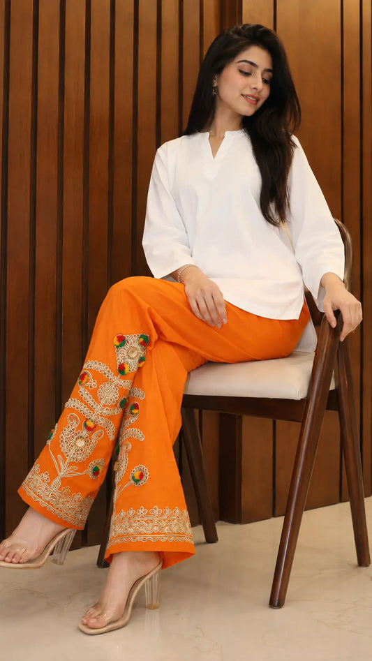 1Pc Women's Stitched Cotton Handmade Embroidered Trouser 10 in stock Loved by 6+