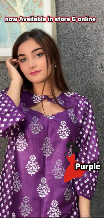 Elegant Summer Linen Bangoli Design 2-Piece set offer Price 1299 (Purple)