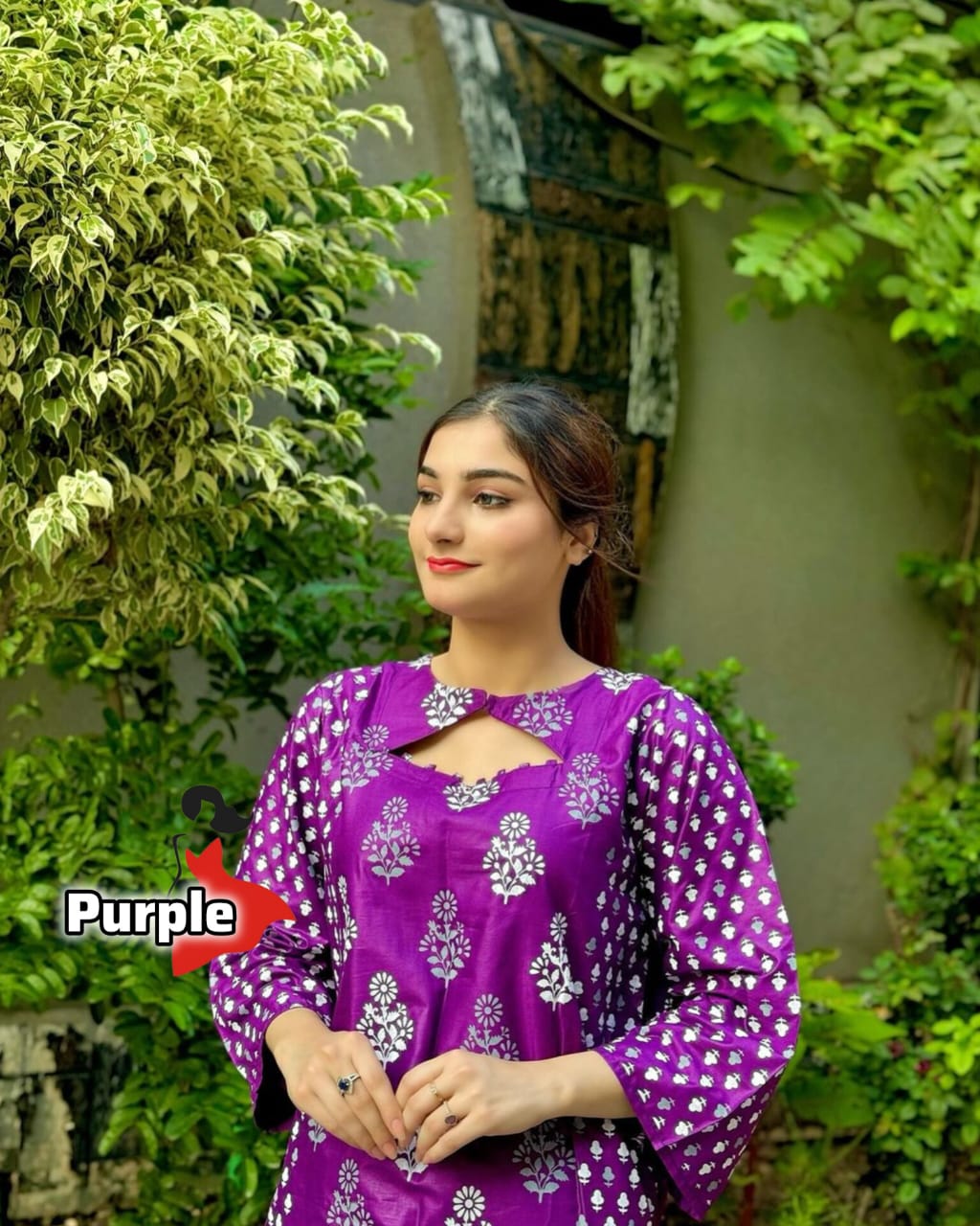 Elegant Summer Linen Bangoli Design 2-Piece set offer Price 1299 (Purple)