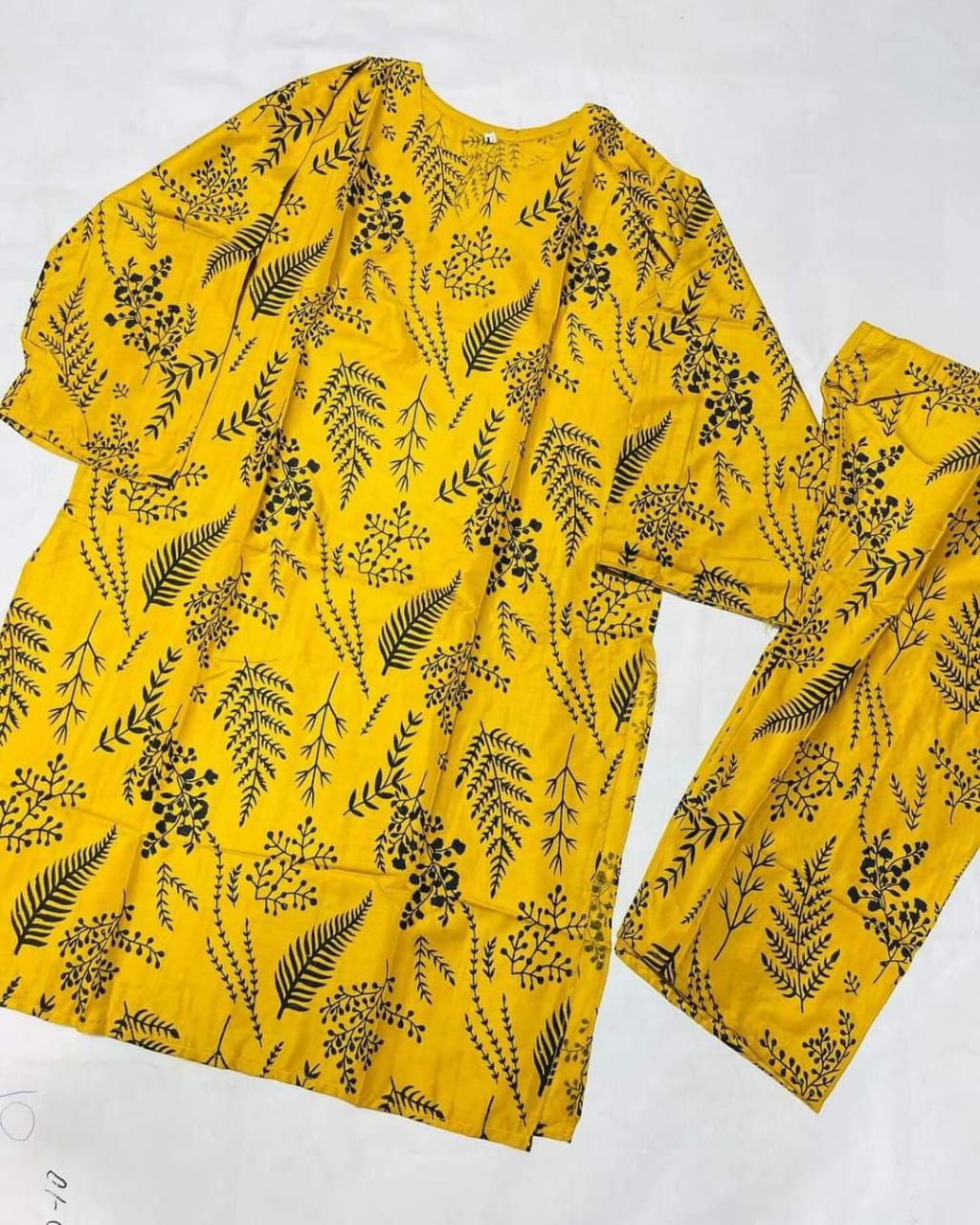 Petal Design Summer Linen Suit – Trendy & Lightweight,  1390 with free delivery (Musturd)