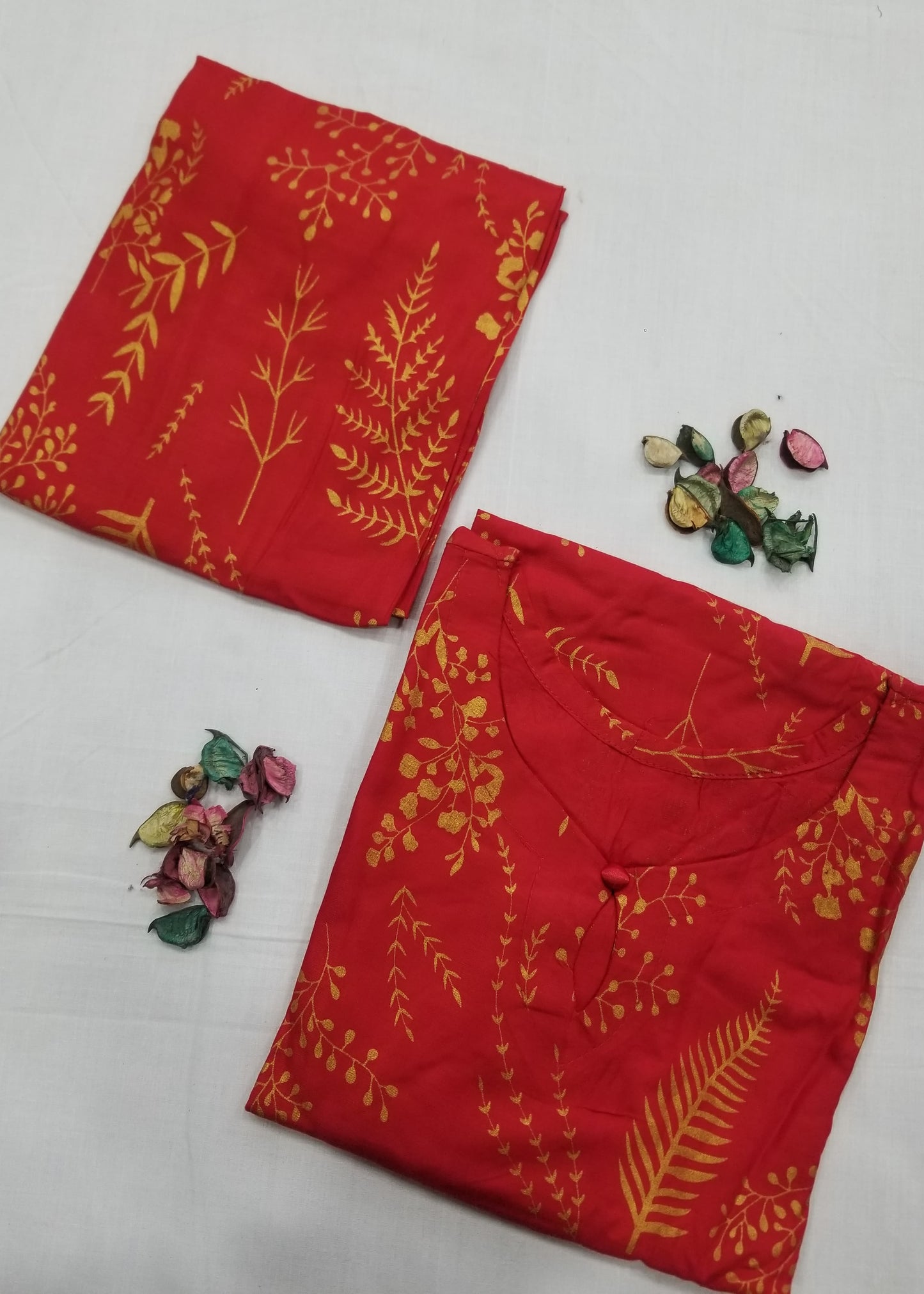 Petal Design Summer Linen Suit – Trendy & Lightweight, 1390 with free delivery (Red)