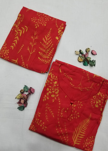 Petal Design Summer Linen Suit – Trendy & Lightweight, 1390 with free delivery (Red)