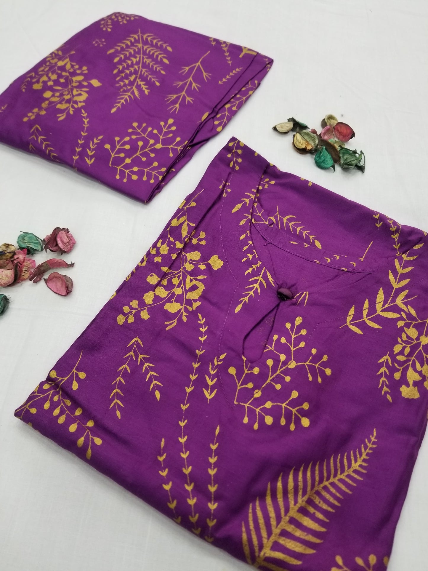 Petal Design Summer Linen Suit – Trendy & Lightweight,  1390 with free delivery (Purple)