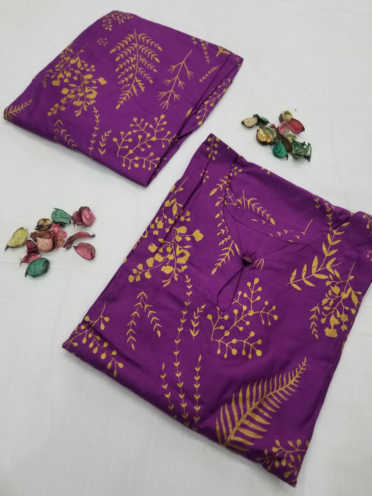 Petal Design Summer Linen Suit – Trendy & Lightweight,  1390 with free delivery (Purple)