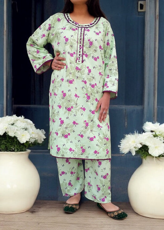 Graceful Cotton Stitched 2-Piece Dress with Mirror Work - Chic & Trendy 01
