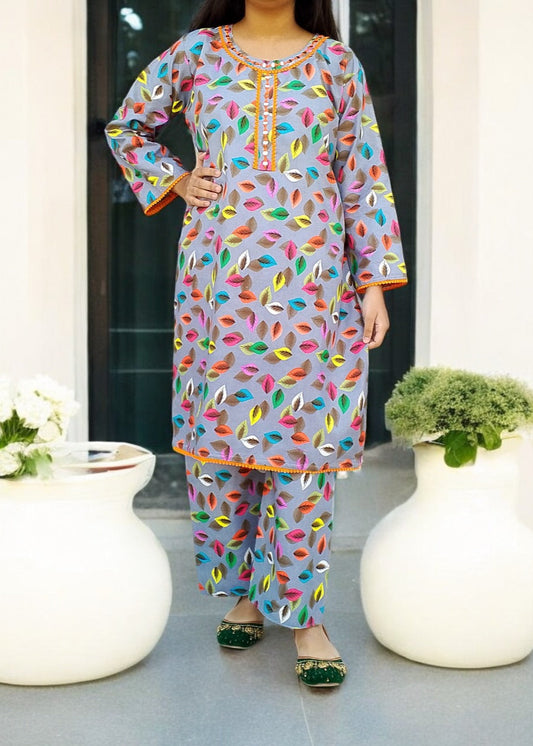 Graceful Cotton Stitched 2-Piece Dress with Mirror Work - Chic & Trendy 01
