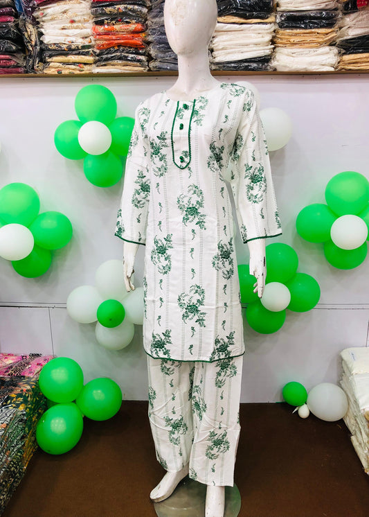AZADI SALE SUMMER LINEN 2 PIECE. LONG LENGTH ( Kali Flower )