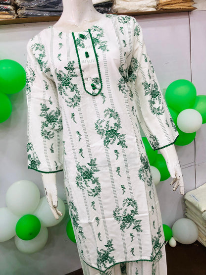 AZADI SALE SUMMER LINEN 2 PIECE. LONG LENGTH ( Kali Flower )