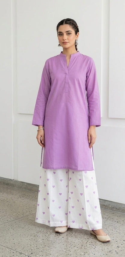 2PC Lawn Cotton Steam Printed Viral Heart Printed (Indigo)