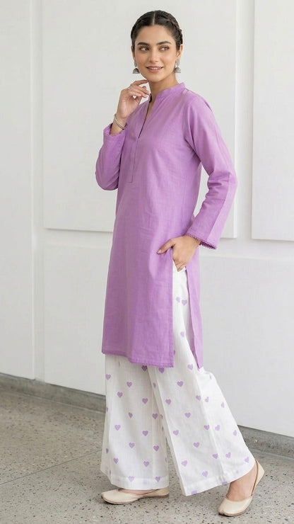 2PC Lawn Cotton Steam Printed Viral Heart Printed (Indigo)