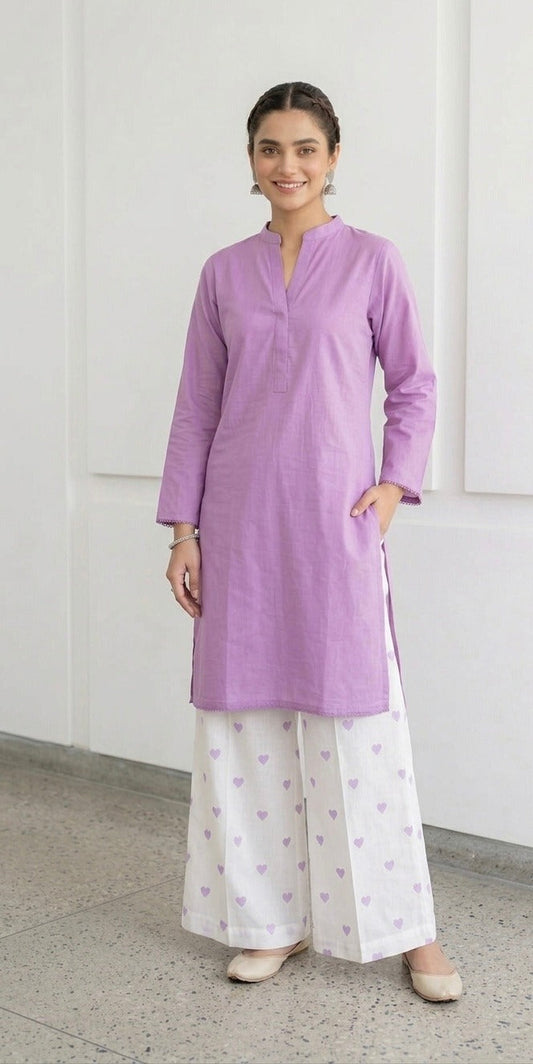 2PC Lawn Cotton Steam Printed Viral Heart Printed (Indigo)