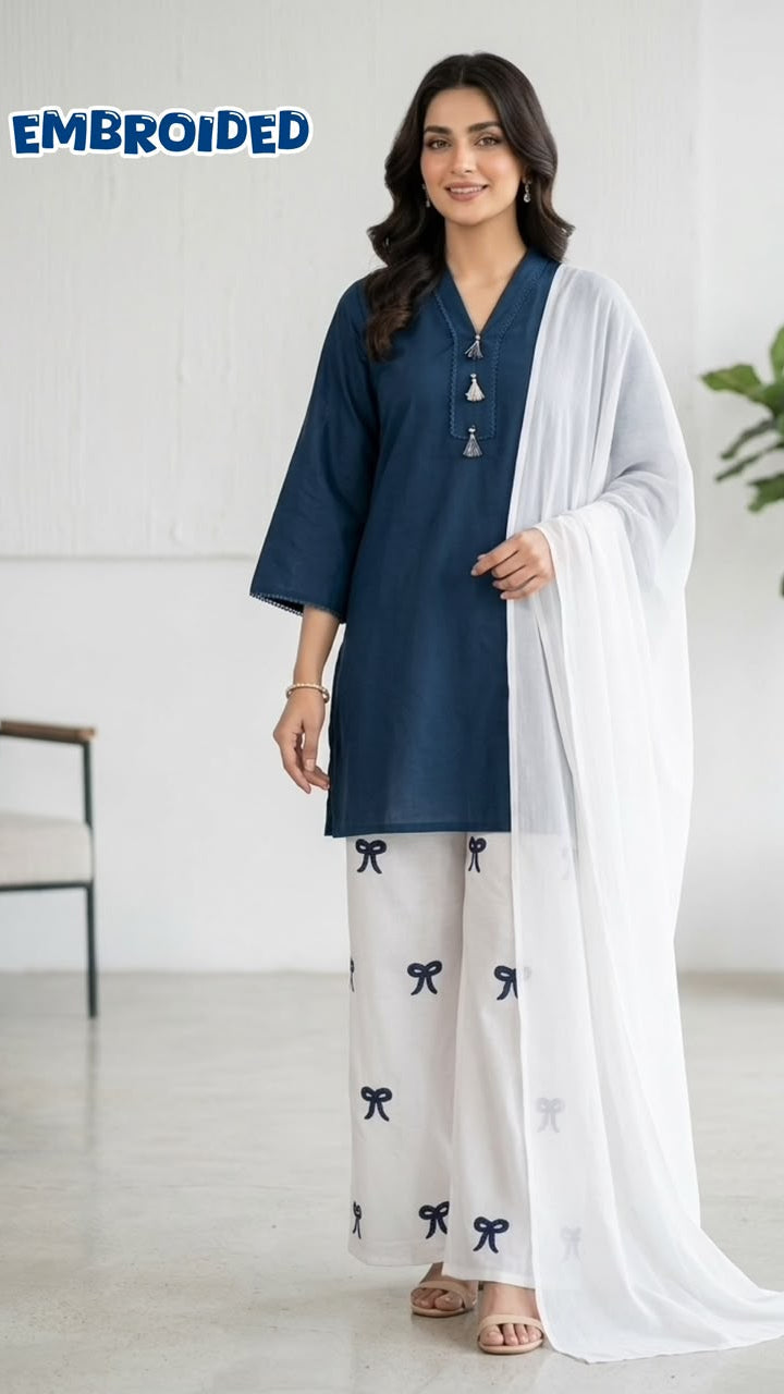 Lawn Cotton STICHED Embroidered 3-Piece Suit