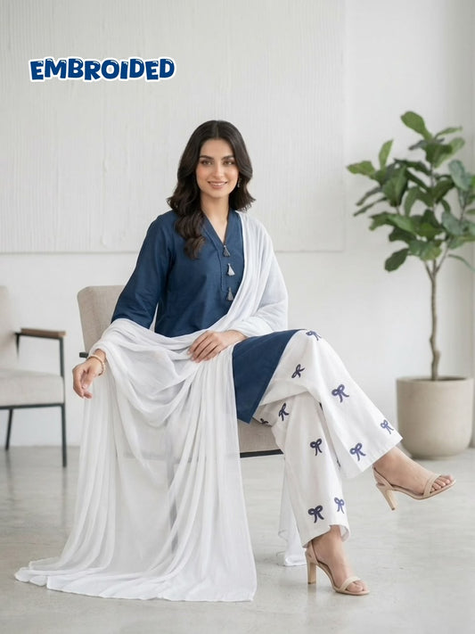 Lawn Cotton STICHED Embroidered 3-Piece Suit