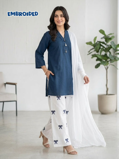Lawn Cotton STICHED Embroidered 3-Piece Suit