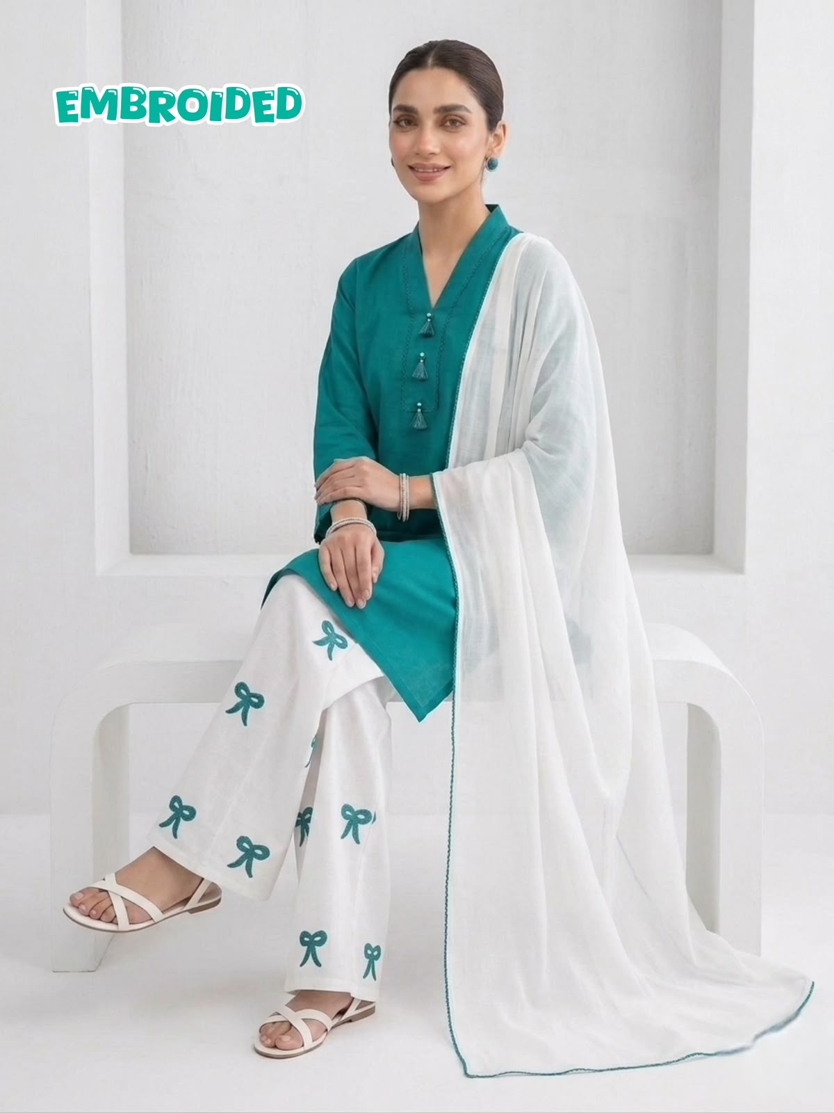 Lawn Cotton STICHED Embroidered 3-Piece Suit