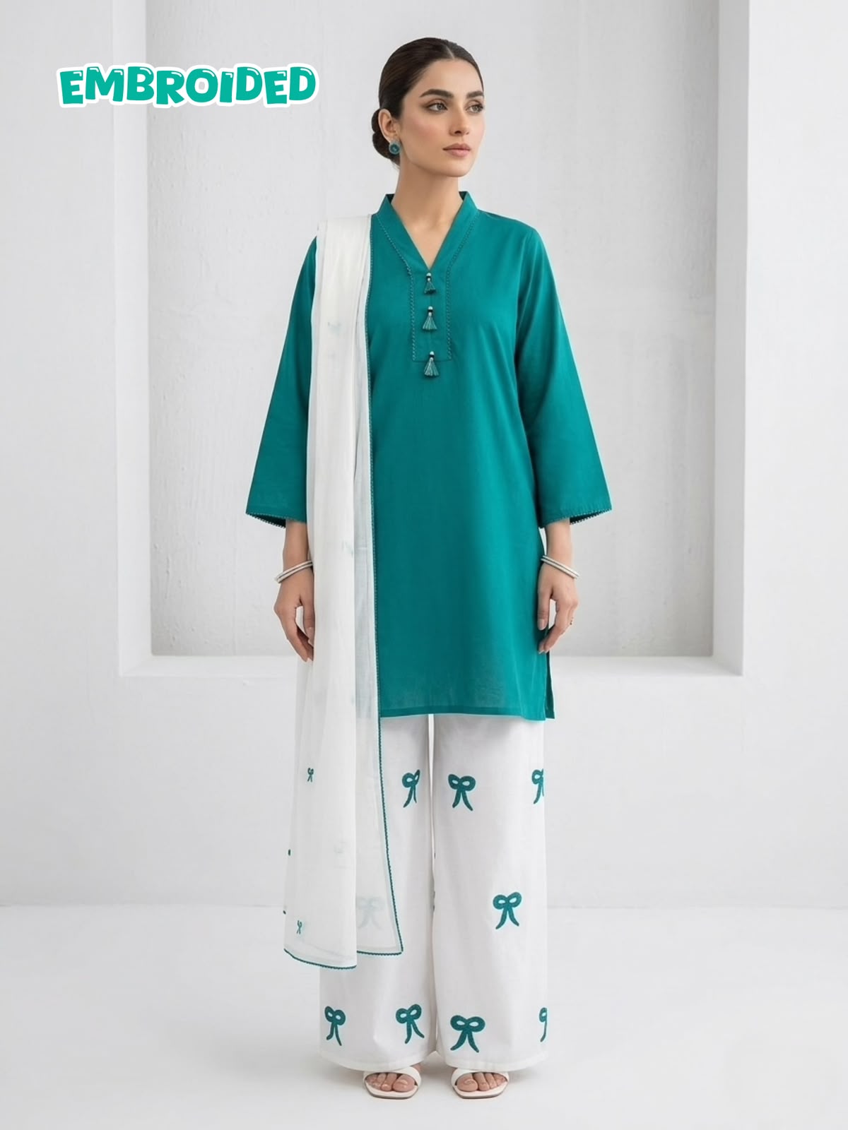 Lawn Cotton STICHED Embroidered 3-Piece Suit