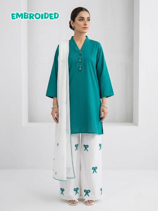 Lawn Cotton STICHED Embroidered 3-Piece Suit