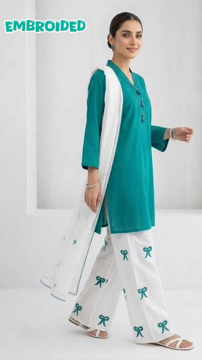 Lawn Cotton STICHED Embroidered 3-Piece Suit