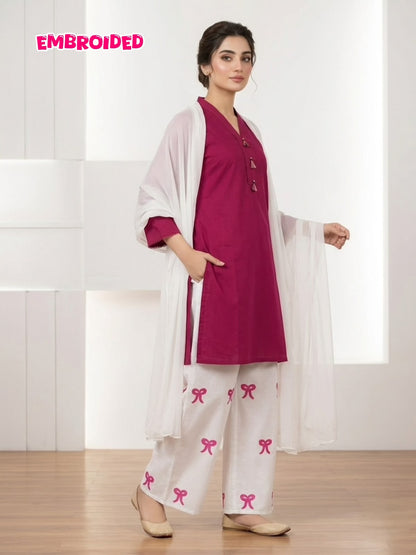 Lawn Cotton STICHED Embroidered 3-Piece Suit