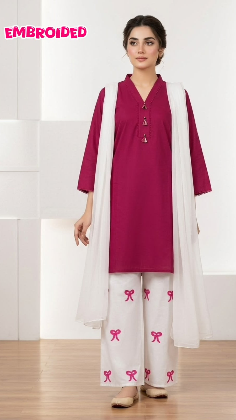 Lawn Cotton STICHED Embroidered 3-Piece Suit