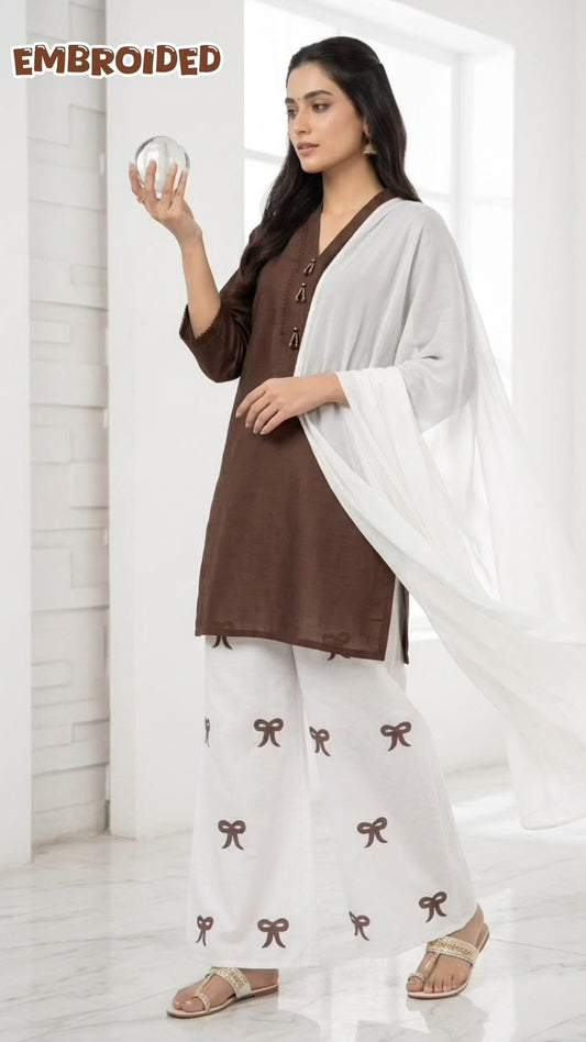 Lawn Cotton STICHED Embroidered 3-Piece Suit