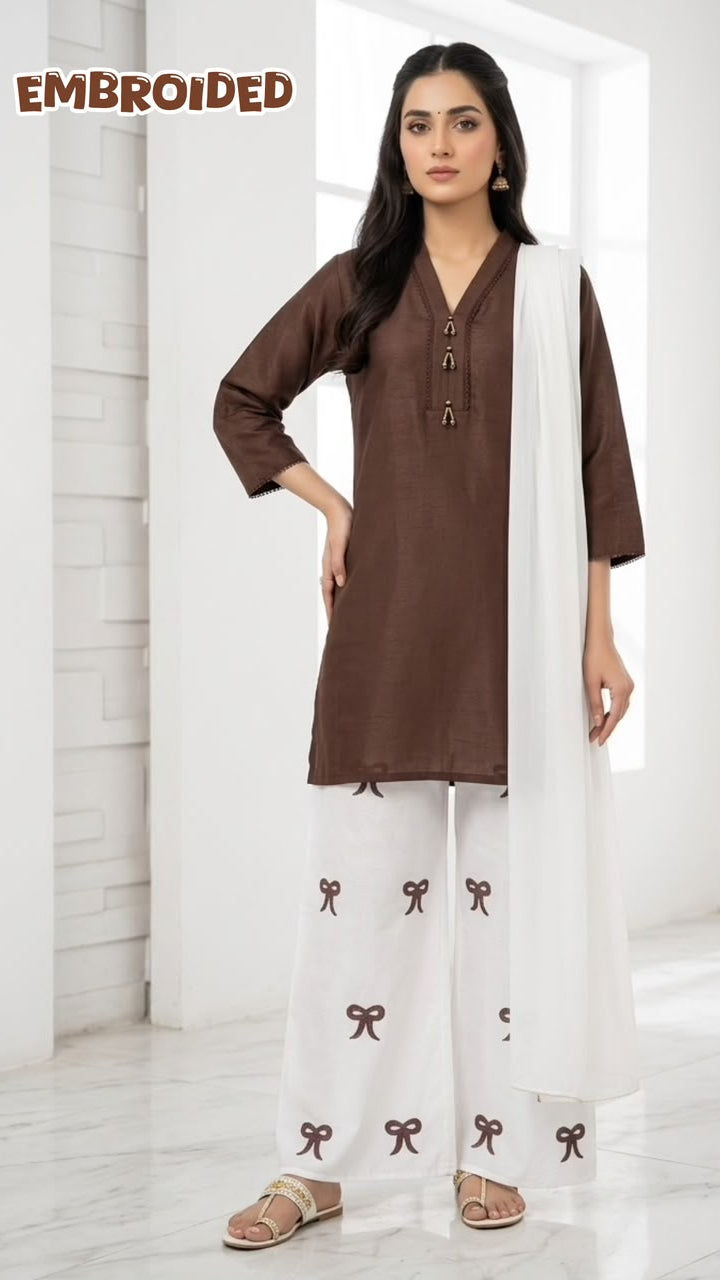 Lawn Cotton STICHED Embroidered 3-Piece Suit