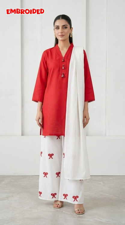 Lawn Cotton STICHED Embroidered 3-Piece Suit