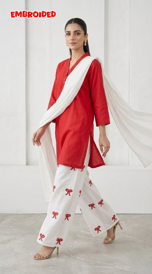 Lawn Cotton STICHED Embroidered 3-Piece Suit