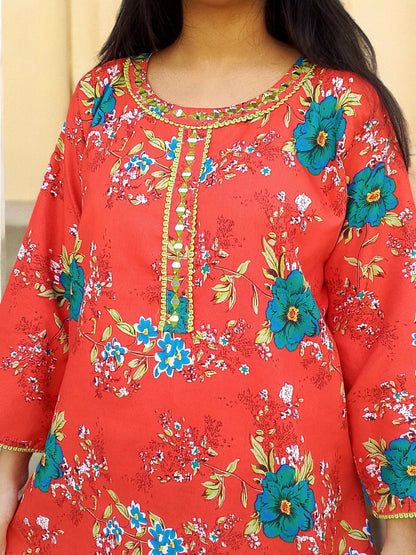 Graceful Cotton Stitched 2-Piece Dress with Mirror Work - Chic & Trendy 10